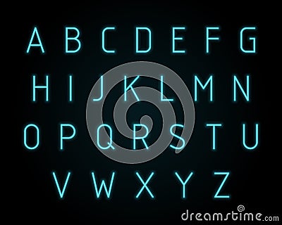 Neon font alphabet. Stock Photo