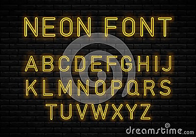 Light Neon Font Vector Illustration