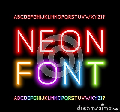 Neon Font Vector Illustration