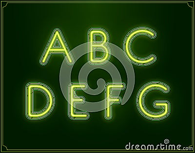 Neon Font Type Alphabet. Glowing in Vector. Vector Illustration