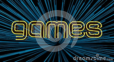 Neon Games Sign Cartoon Illustration