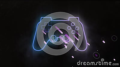 Neon Gaming Icons on Black Background 4k Stock Footage - Video of bright,  concept: 177091528