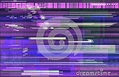 Neon glitch banner in cyberpunk style. Vector illustration with deep effect of interference, background, noise, glitch Vector Illustration