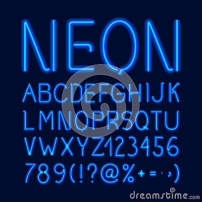 Neon Glow Alphabet Vector Illustration