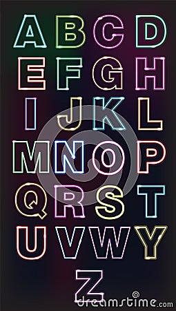 Neon glow alphabet Vector Illustration