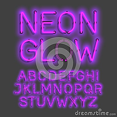 Neon Glow alphabet Vector Illustration