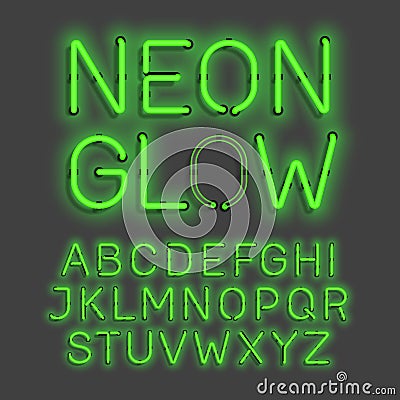 Neon Glow alphabet Vector Illustration