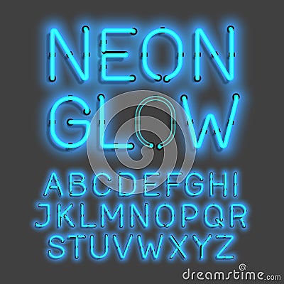 Neon Glow alphabet Vector Illustration