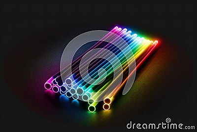 Neon glow sticks, digital illustration painting artwork Cartoon Illustration