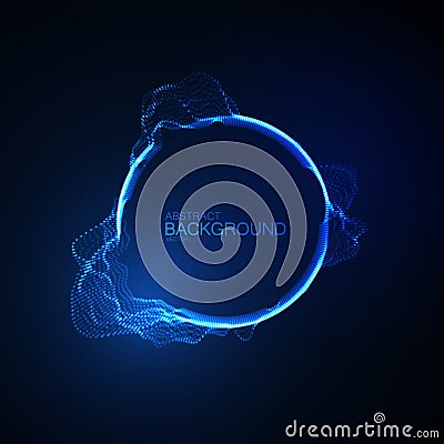 Neon glowing abstract equalizer shape. Vector Illustration