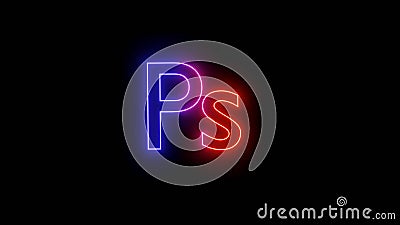 neon glowing adobe Photoshop logo image Editorial Stock Photo