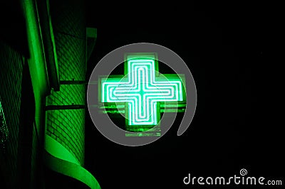 Neon green cross Stock Photo