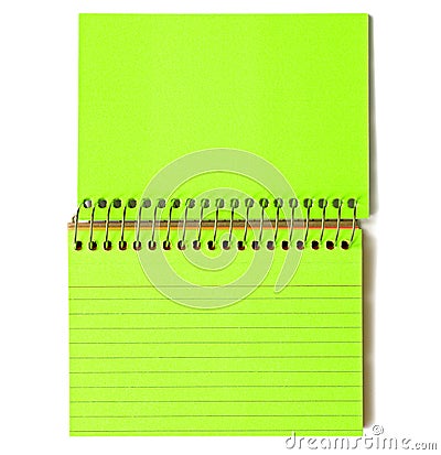 Neon Green Spiral-Bound Note Cards Stock Photo