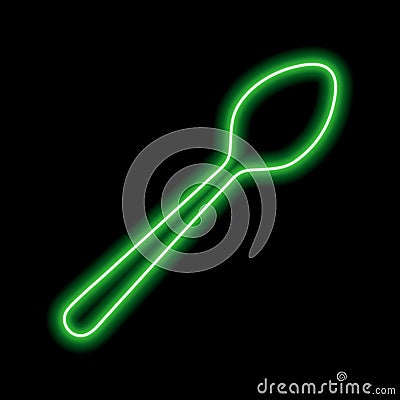 Neon green spoon silhouette on a black background Stock Photo