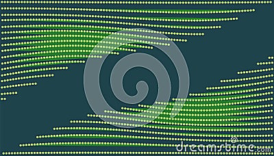 Neon green wave with glowing lines. Abstract background. Empty text frame. Vector Vector Illustration
