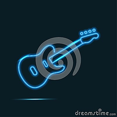 neon guitar. Vector Illustration