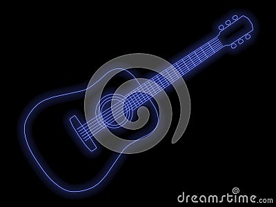 Neon guitar 3d rendering Stock Photo