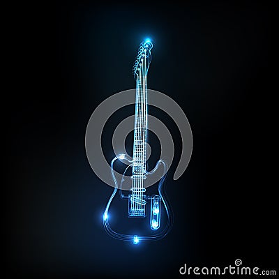 Neon guitar Vector Illustration