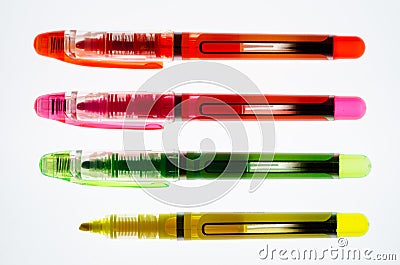 Neon highlighter pens Stock Photo