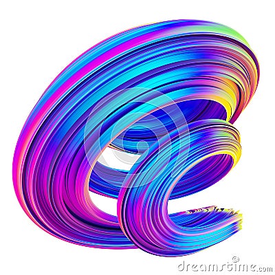 Neon and holographic colored 3d twisted shape Stock Photo