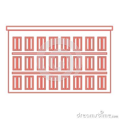 Neon hotel red color vector illustration flat style image Vector Illustration
