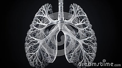neon human lung on blue background Stock Photo