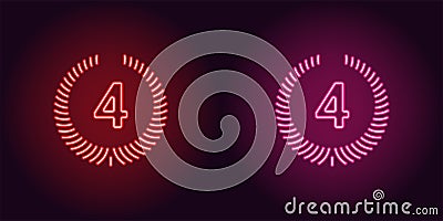 Neon icon of Red and Pink Fourth Place Vector Illustration