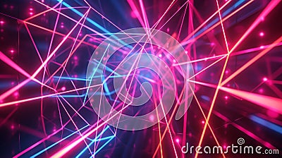 A neon labyrinth of intertwining lines and shapes, evoking a sense of vibrant, electric complexity. Stock Photo