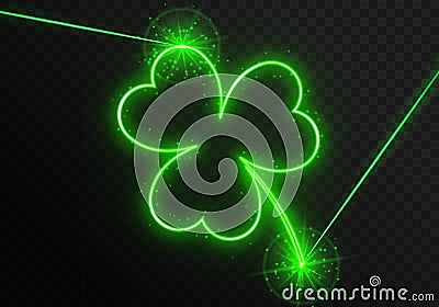 Neon laser with clover Vector Illustration
