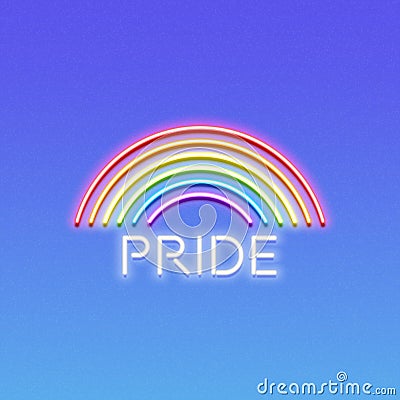 Neon LGBT pride sign, glowing rainbow, gay love celebration, vector illustration Vector Illustration