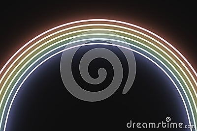 Neon lgbt rainbow on a black background 3D illustration Cartoon Illustration