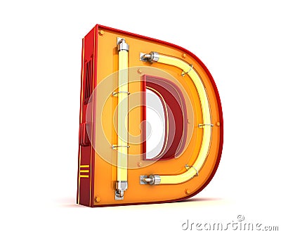 Neon light alphabet 3d rendering with clipping path on white background Stock Photo