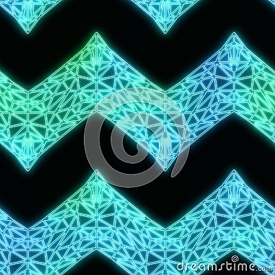 Neon light on black seamless repeat pattern Cartoon Illustration