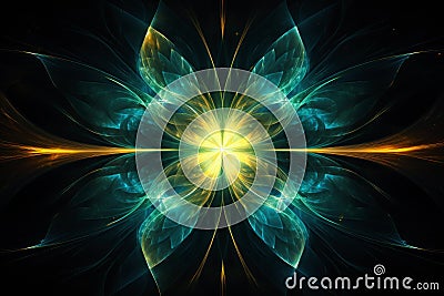 neon light dynamic fractal, futuristic abstract background illustration. Generative AI Cartoon Illustration