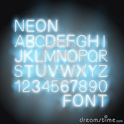 Neon light Font Vector Illustration