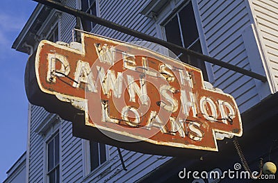 Neon light for pawn shop, Savannah, GA Editorial Stock Photo