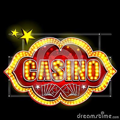 Neon Light signboard for Casino Vector Illustration