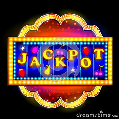 Neon Light signboard for Jackpot Vector Illustration