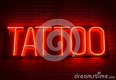Neon Light for Tattoo Shop. Stock Photo