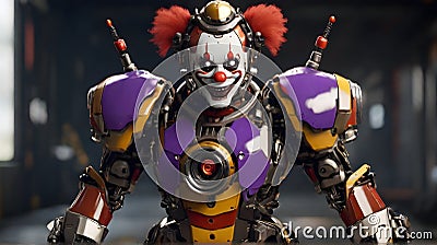 A robotic cyborg and cyberpunk clown, AI latest technology in robotics, AI generated Stock Photo