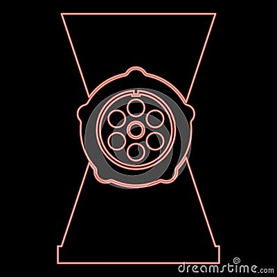 Neon meat grinder mincer red color vector illustration image flat style Vector Illustration