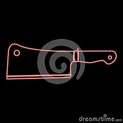 Neon meat knife red color vector illustration flat style image Vector Illustration