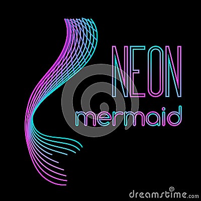 Neon mermaid tail Vector Illustration