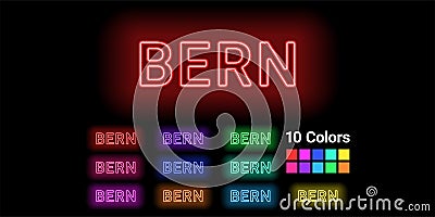 Neon name of Bern city Vector Illustration