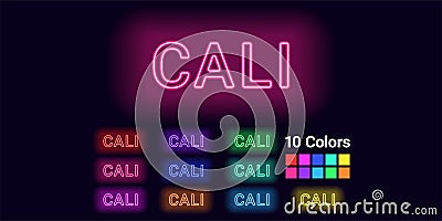 Neon name of Cali city Vector Illustration