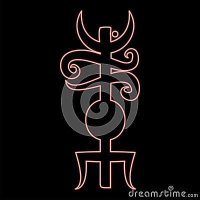 Neon name Odin rune Rune hide the name of Odin galdrastav red color vector illustration image flat style Vector Illustration