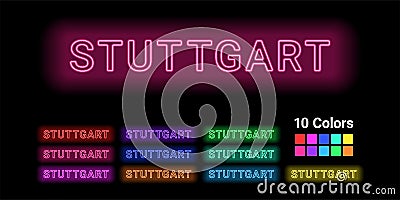 Neon name of Stuttgart city Vector Illustration