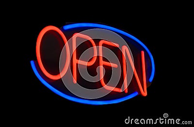 Neon open sign Stock Photo