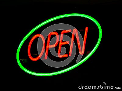 Neon Open Sign Stock Photo