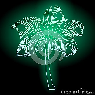 Neon Palm tree. Vector illustration EPS10 Vector Illustration